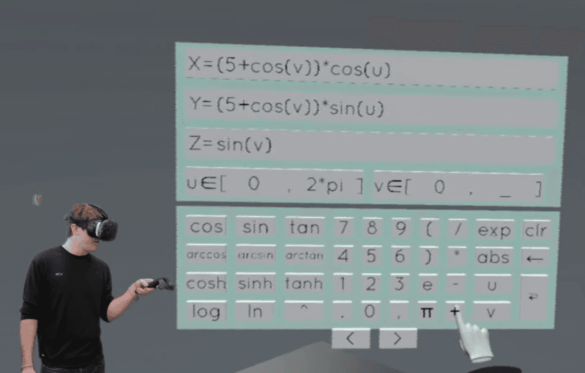 Virtually held graphing calculator